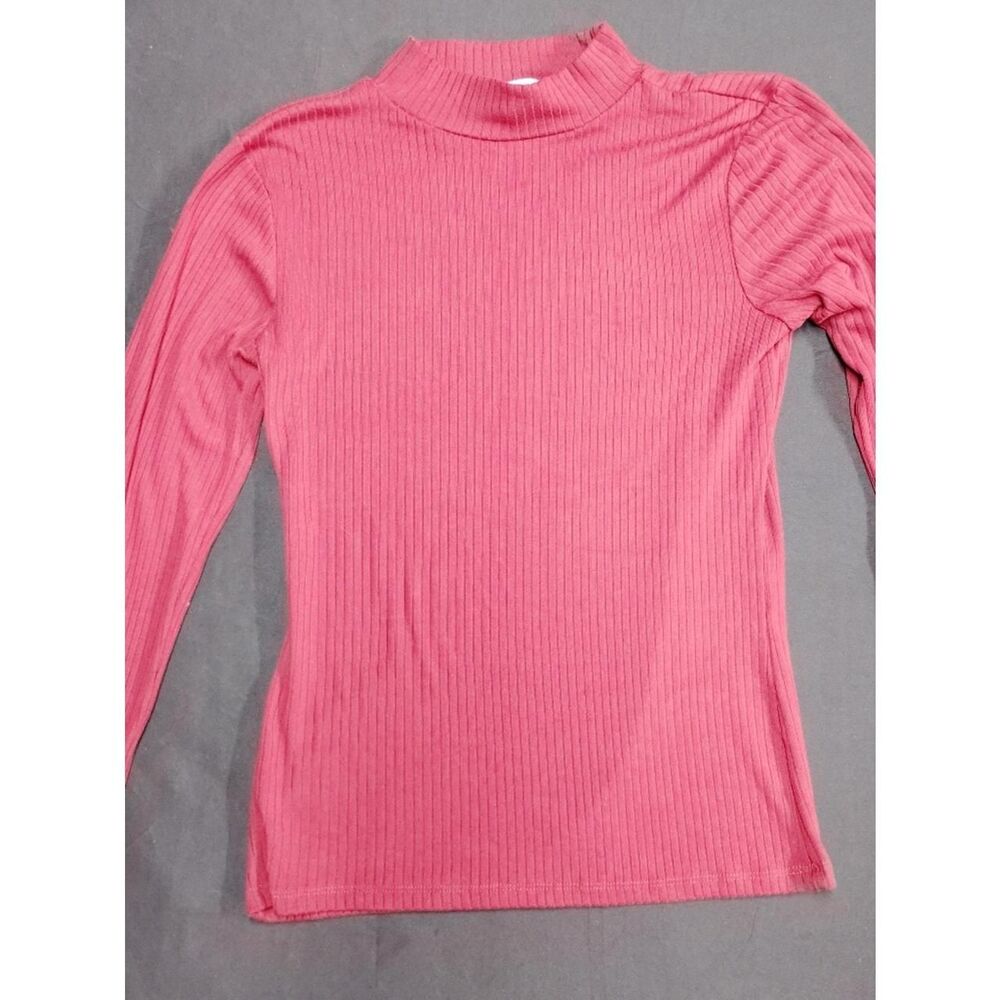 Planet Gold Soft Burgundy Red Ribbed Knit Mock Tutleneck Sweater
